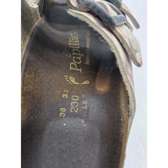 Papillio Sandals Shoes Womens Size 36 Floral Double Strap Birkenstock Cork Slide - Picture 6 of 9